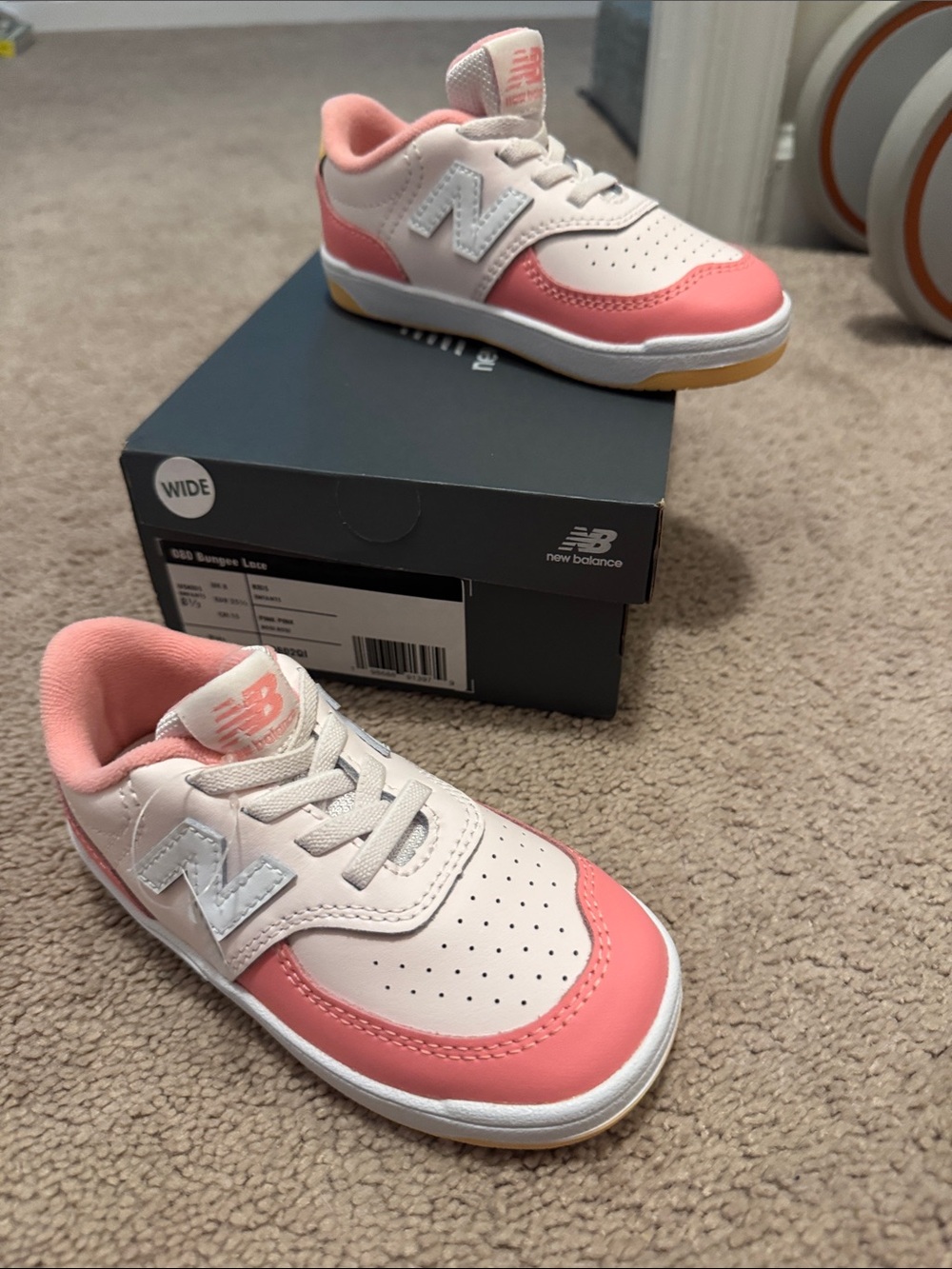 New Balance Girls' Pink and White Low-Top Sneakers